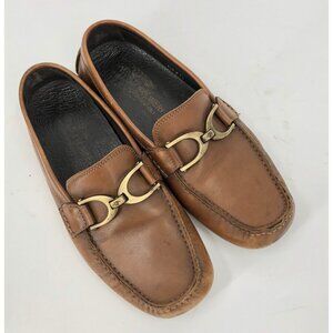 Donald J Pliner Shoes Womens 7.5 Horse Bit Driving Loafer Brown Leather Casual